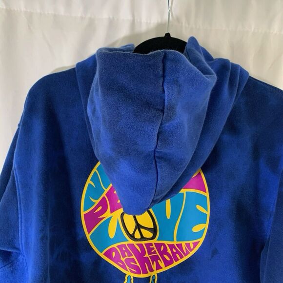 Nike Peace Love Basketball Hoodie Men's Medium Blue Tie Dye Drawstring Pullover - Picture 10 of 10